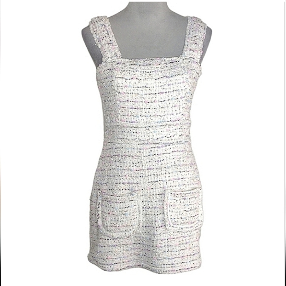 Olivaceous Mini Dress Sz S NWT Soft Tweed Knit Coquette Pastel Dress Pockets